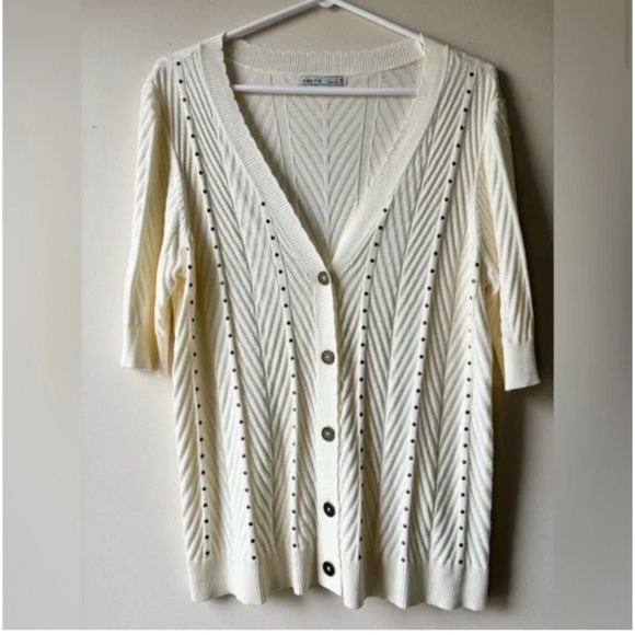 Sweaters - KAILY K | Button up cardigan with scalloped neckline | XL